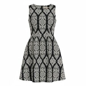 Gibson Latimer Black & Ivory Fit and Flare Knee Length Sleeveless Dress – Size M